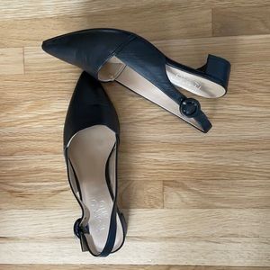 Franco Sarto Black Leather Slingback 5.5M